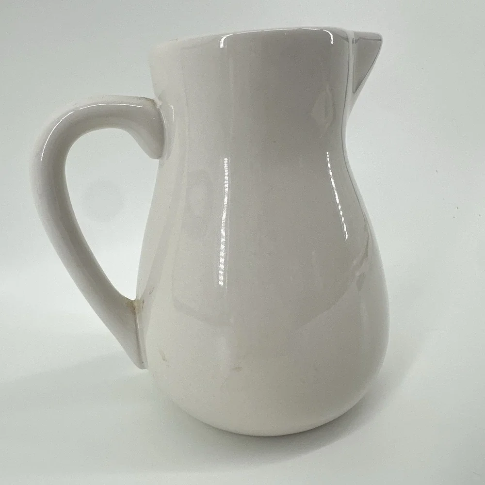 VTG‎ White Pitcher W/Bow Ribbon Cottage Shabby Chic Country Cottage